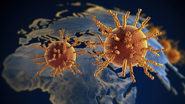 Fond de pandémie de virus de carte du monde AI générative