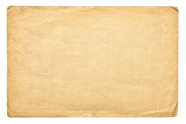 Fond de papier artisanal texture de page de manuscrit ancien isolé sur blanc