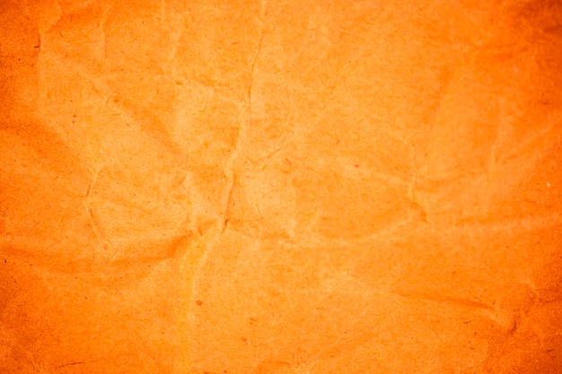 Fond De Papier Orange Emballage Froissé Texturé.