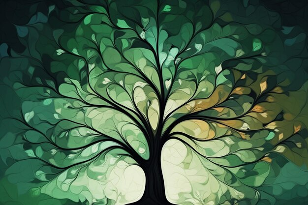 Fond de papier peint créatif illustration de style simple forme de bannière artistique colorée arbre vert