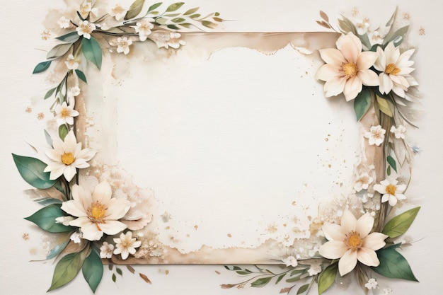 Fond de papier rétro vintage avec des fleurs blanches