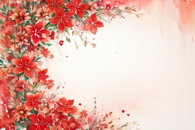 Fond de papier rétro vintage avec des fleurs rouges