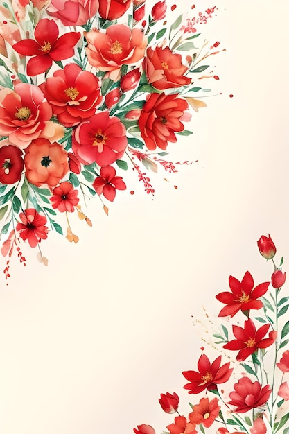 Fond de papier rétro vintage avec des fleurs rouges