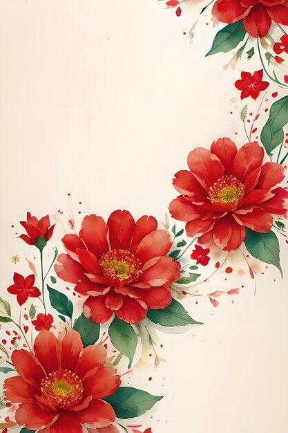 Photo fond de papier rétro vintage avec des fleurs rouges