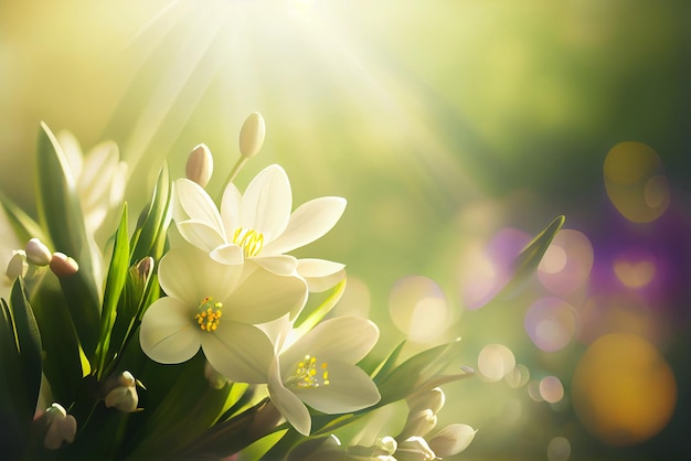 Fond de Pâques floral naturel de printemps Illustration IA générative