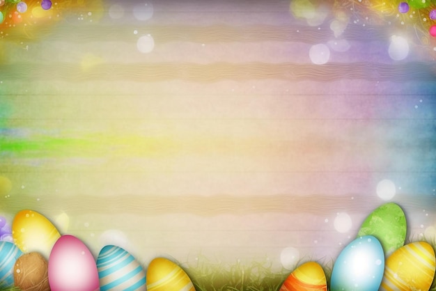 Fond de Pâques printemps coloré avec des oeufs peints ai générative