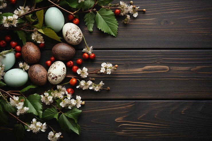 Photo le fond de pâques avec la verdure du printemps