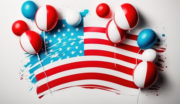 Un fond patriotique avec des ballons et le mot usa dessus