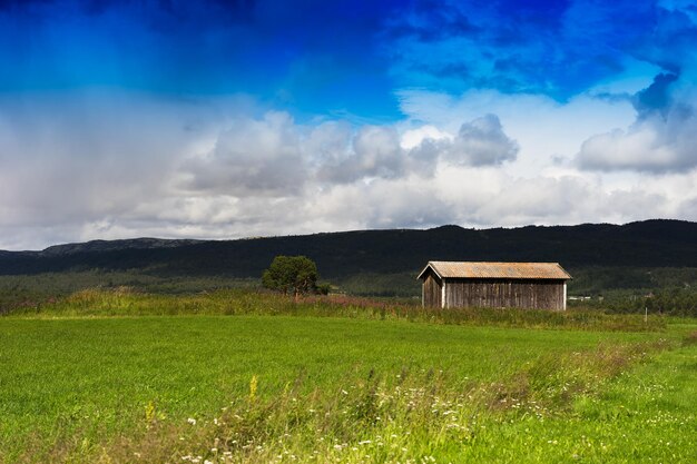Fond de paysage de grange classique de Norvège hd