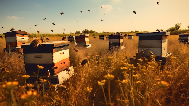 Fond de peigne de miel d'abeille ou d'abeille