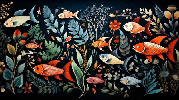 Fond de peinture de beau poisson