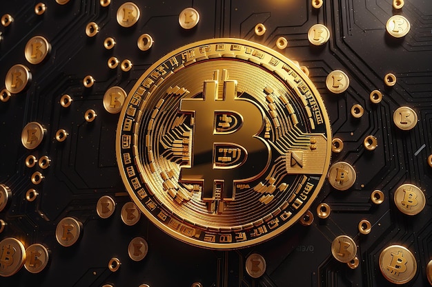 Fond de pièce d'or bitcoin crypto-monnaie