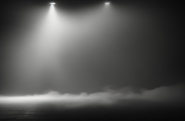 Photo fond d'une pièce sombre et vide, fumée et poussière