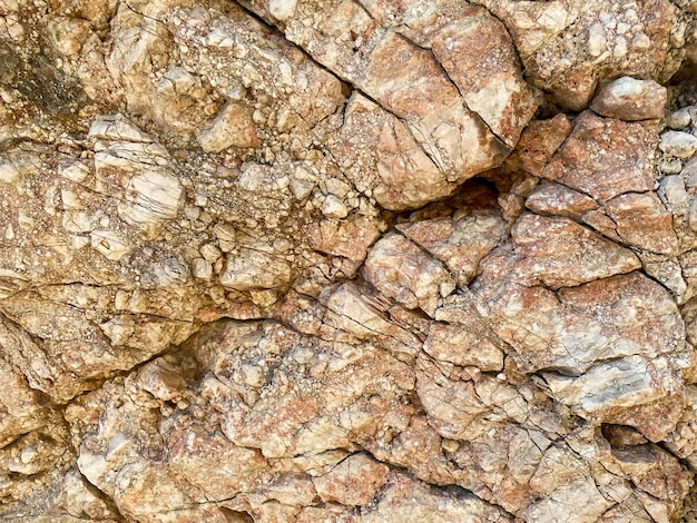 Fond de pierre brune Texture de la roche Surface de la montagne Gros plan Mur de pierre Bannière large