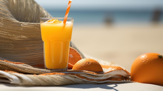 Fond de plage boisson orange