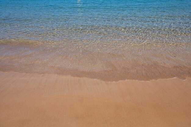 Fond de plage calme belle vague d'océan sur la plage de sable vue sur la mer depuis la plage de la mer tropicale