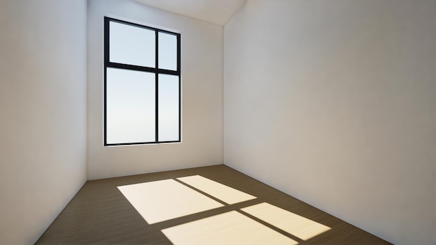 Fond de plancher en bois avec rendu 3d de la fenêtre de la lumière du soleil