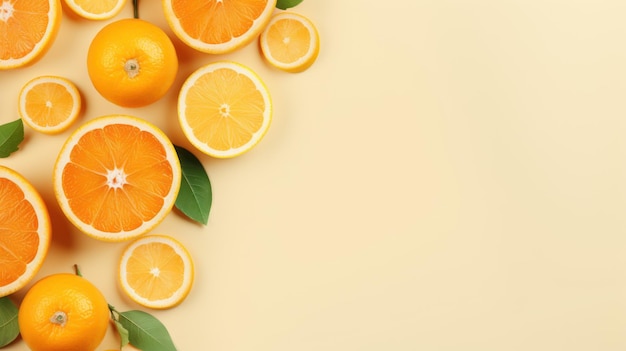 Fond plat minimaliste de fruits orange généré par l'IA