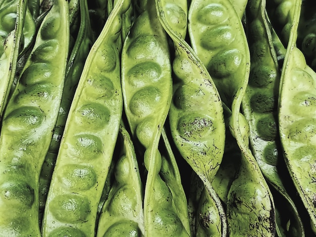 Fond plein cadre de haricots verts frais