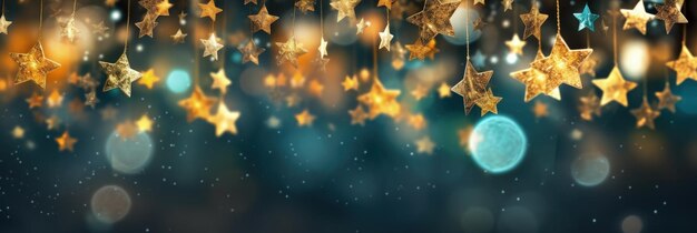 Fond plein d'étoiles dorées concept de vacances de noël nouvel an AI générative