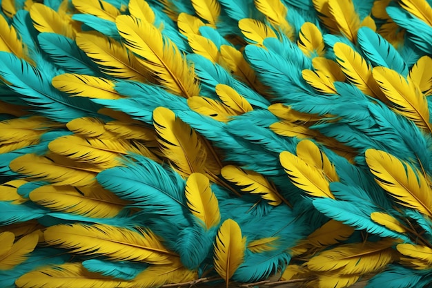 Fond de plume jaune papier peint plume fond de plumes texture de plume moelleuse motif de plume texture de plume texture de fourrure AI générative