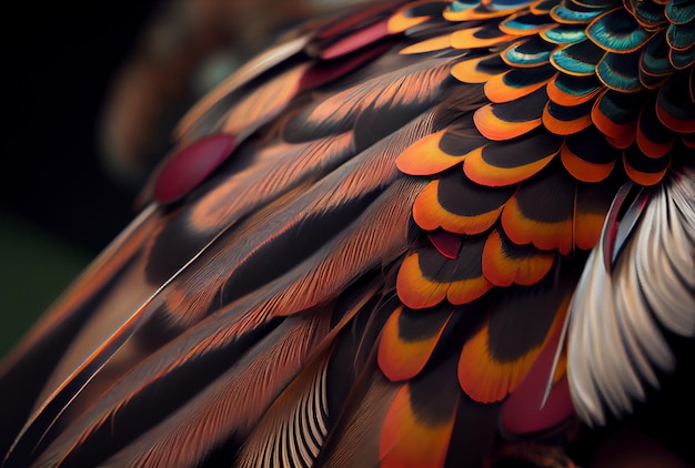 Fond Plumes Couleur Plumage Coloré Texture Ailes Faisan Illustration Générative Ai