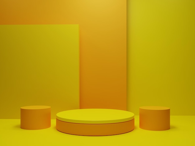fond de podium de couleur jaune avec scène de produit