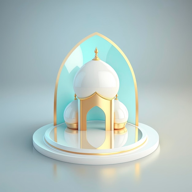 Fond de podium islamique ramadan de mosquée réaliste 3d futuriste et moderne avec scène et scène pour l'affichage du produit