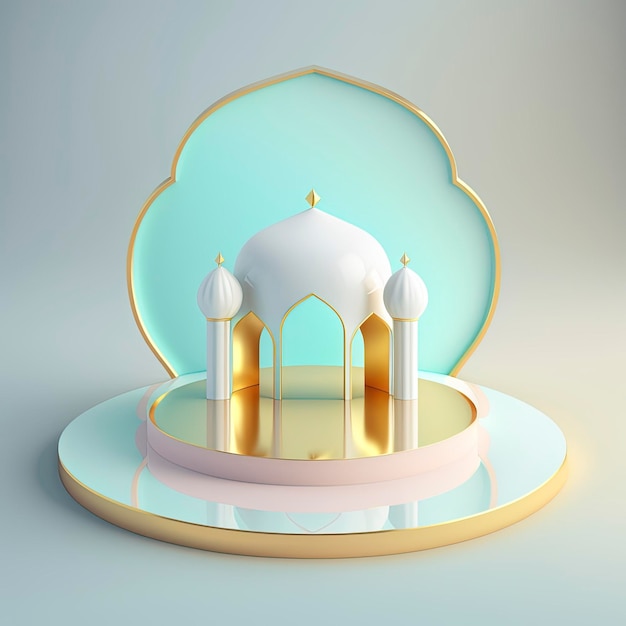 Fond de podium islamique ramadan de mosquée réaliste 3d futuriste et moderne avec scène et scène pour l'affichage du produit