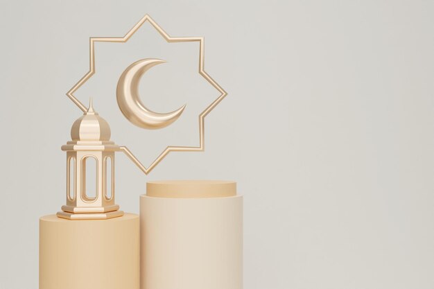 Fond de podium de Ramadan de luxe rendu 3d