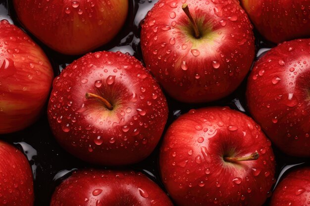 fond de pommes fraîches avec goutte d'eau