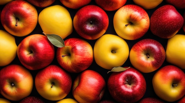 Fond de pommes rouges et jaunes