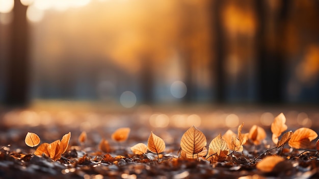 fond de prairie de feuilles d'automne idyllique au soleil