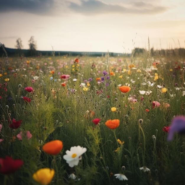 Fond de prairie naturelle Illustration AI GenerativexA