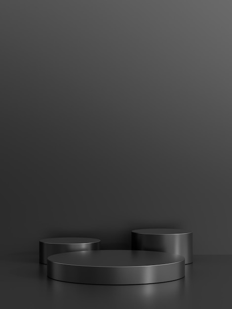 Fond de présentoir de produit de socle de podium noir vide de cylindre