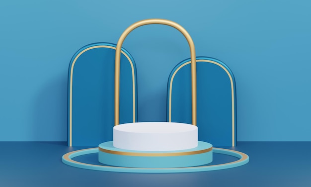 Fond de produit podium bleu rendu 3D