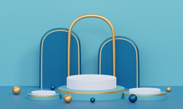 Fond de produit podium bleu rendu 3D