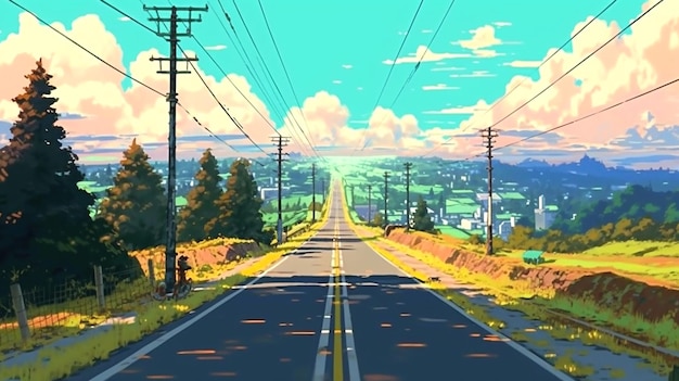 fond qui imite le style Makoto Shinkai