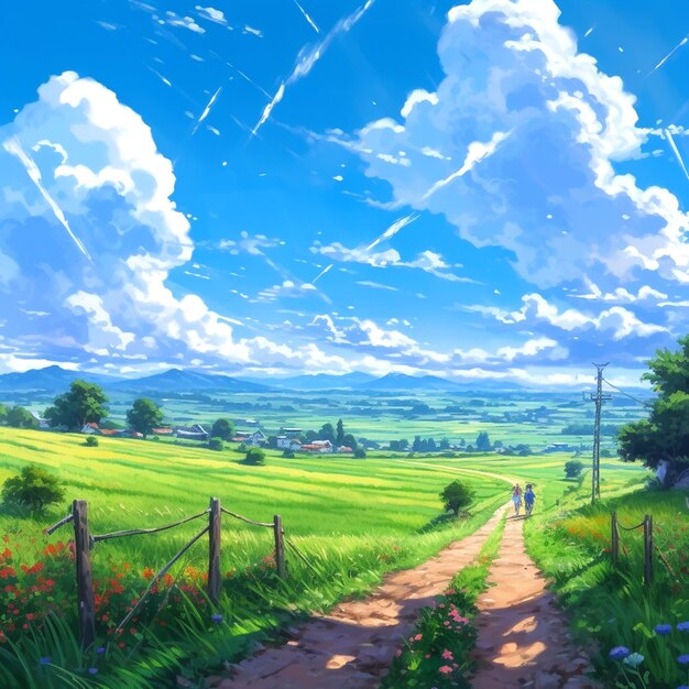 Photo fond qui imite le style makoto shinkai