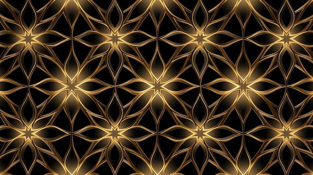 Fond de ramadan kareem avec motif islamique doré sur noir