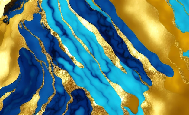 Un fond rayé bleu et or avec un motif rayé bleu et or.
