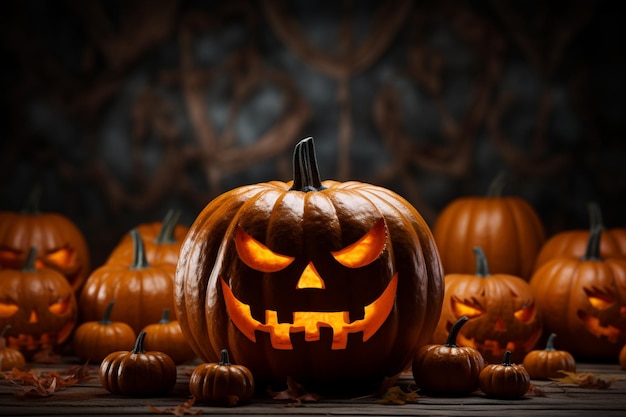 Fond réaliste de citrouille d'Halloween Embrassez la saison fantasmagorique créée avec l'IA générative