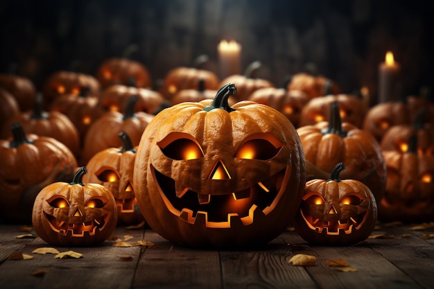 Fond réaliste de citrouille d'Halloween Embrassez la saison fantasmagorique créée avec l'IA générative