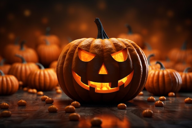 Fond réaliste de citrouille d'Halloween Embrassez la saison fantasmagorique créée avec l'IA générative