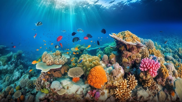 Fond de récif corallien Illustration AI GenerativexA
