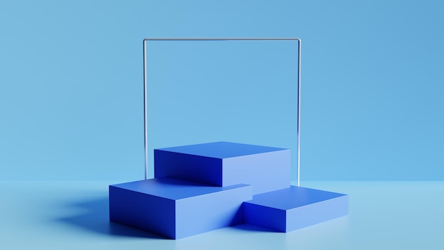 Fond de rendu 3d podium bleu podium minimal Rendu de scène pour la maquette de produit et commercial