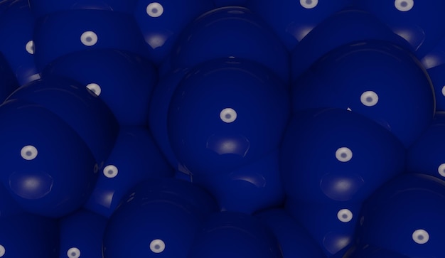 Fond de rendu 3d de sphères brillantes bleu foncé. Concept de protection des données Ai pour les entreprises technologiques, les entreprises, le développement Web.