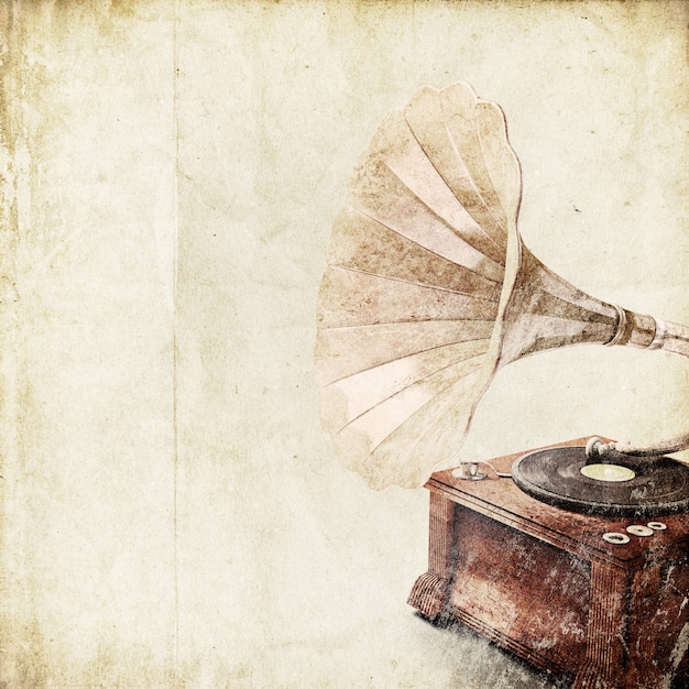 Photo fond rétro avec vieux gramophone