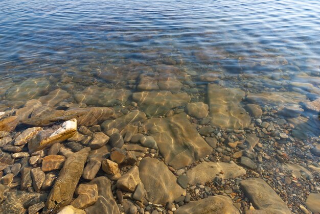 Fond rocheux sous la surface de l'eau