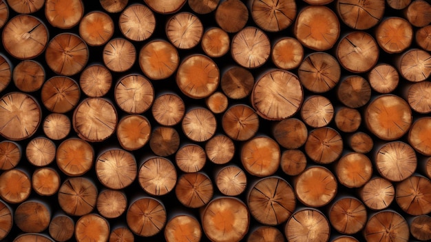 Fond de rondins de bois coupés rond